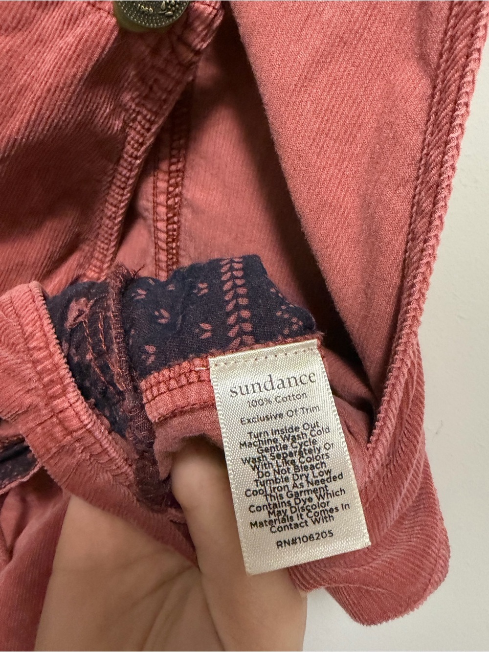 Sundance Artist Paradise Corduroy Straight Overalls Pink Women’s Size Small - Picture 6 of 7